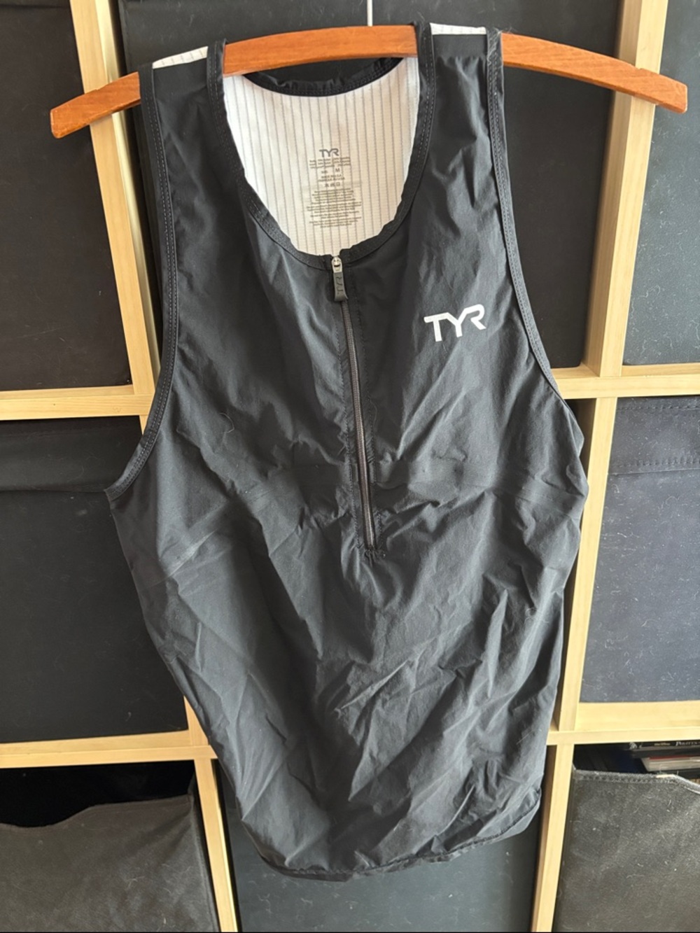 TYR Black Racing Tri Top with White Logo Medium